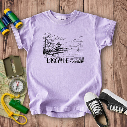 Biscayne National Park Line Drawing Kids Cotton T-Shirt