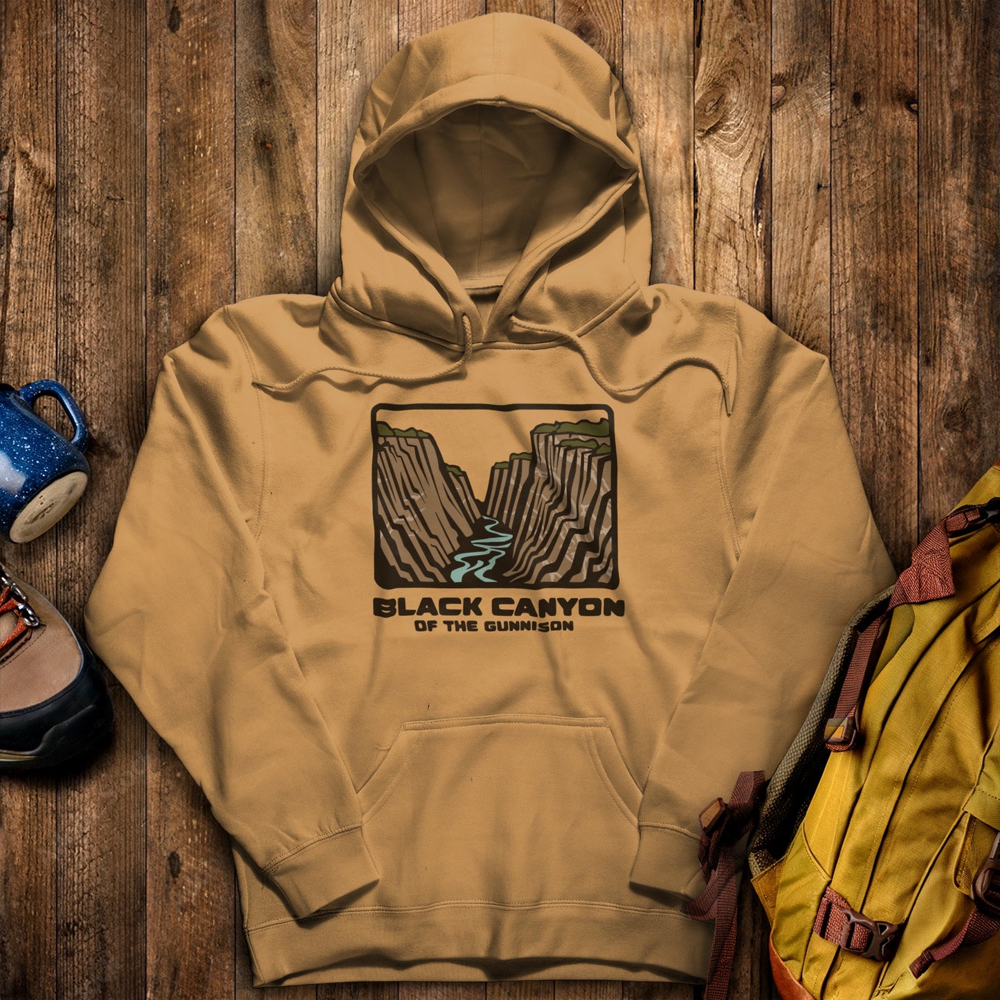 Black Canyon of the Gunnison National Park Hoodie Mustard Adventure and Outdoors Themed Hoodie