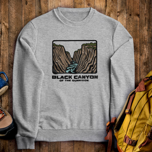 Black Canyon of the Gunnison National Park Crewneck Sweatshirt Sport Grey Adventure and Outdoors Themed Sweatshirt