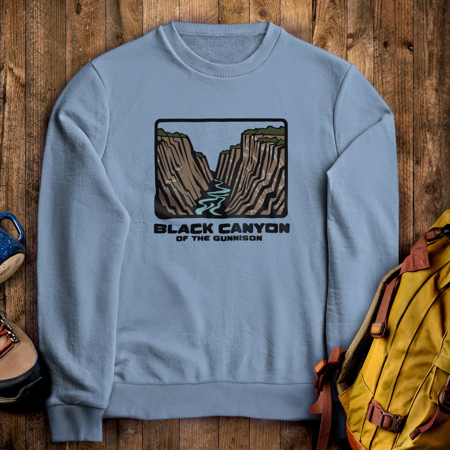 Black Canyon of the Gunnison National Park Crewneck Sweatshirt Stone Blue Adventure and Outdoors Themed Sweatshirt