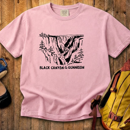 Black Canyon of the Gunnison Line Drawing Cotton T-Shirt
