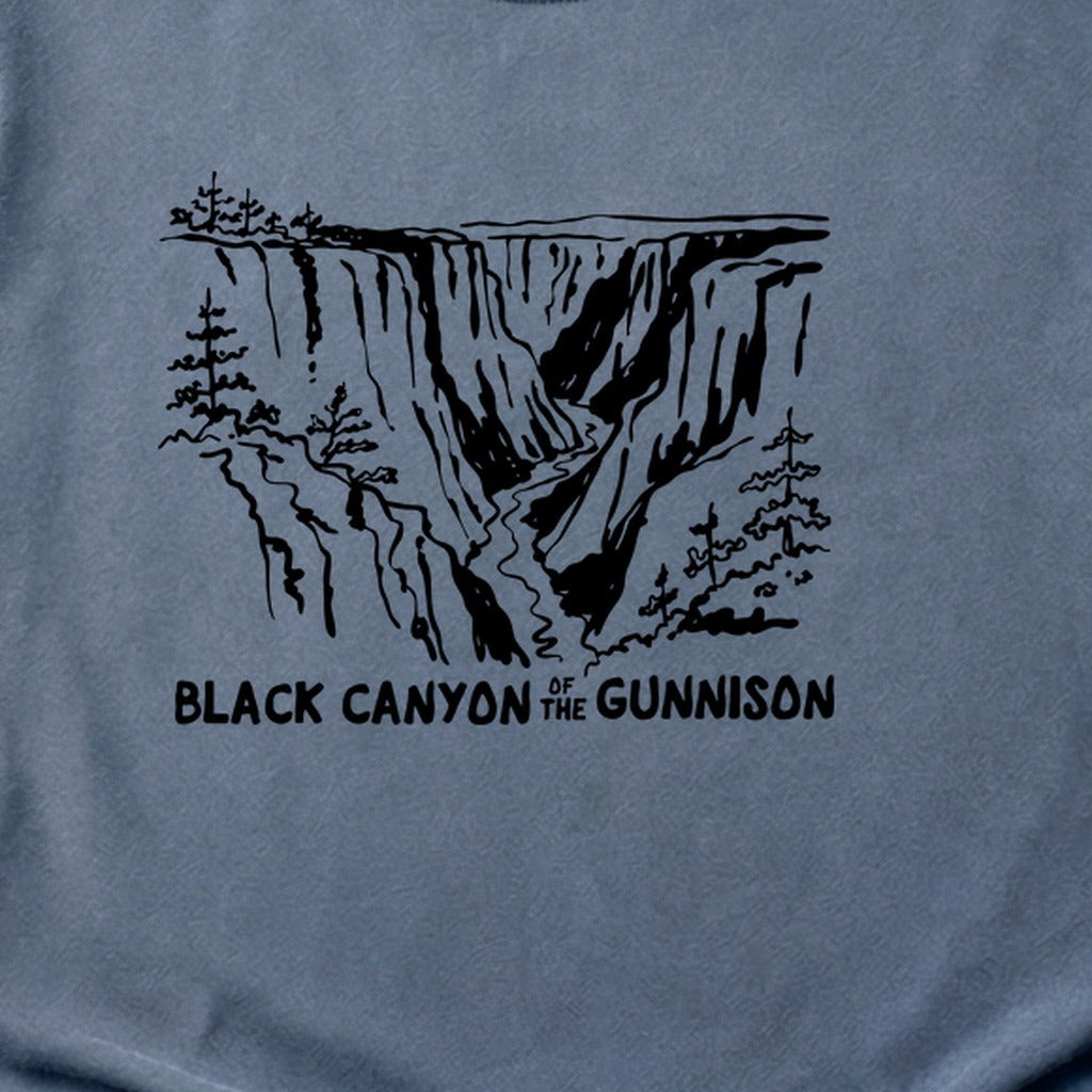 Black Canyon of the Gunnison Line Drawing Cotton T-Shirt