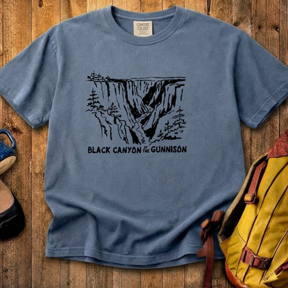 Black Canyon of the Gunnison Line Drawing Cotton T-Shirt
