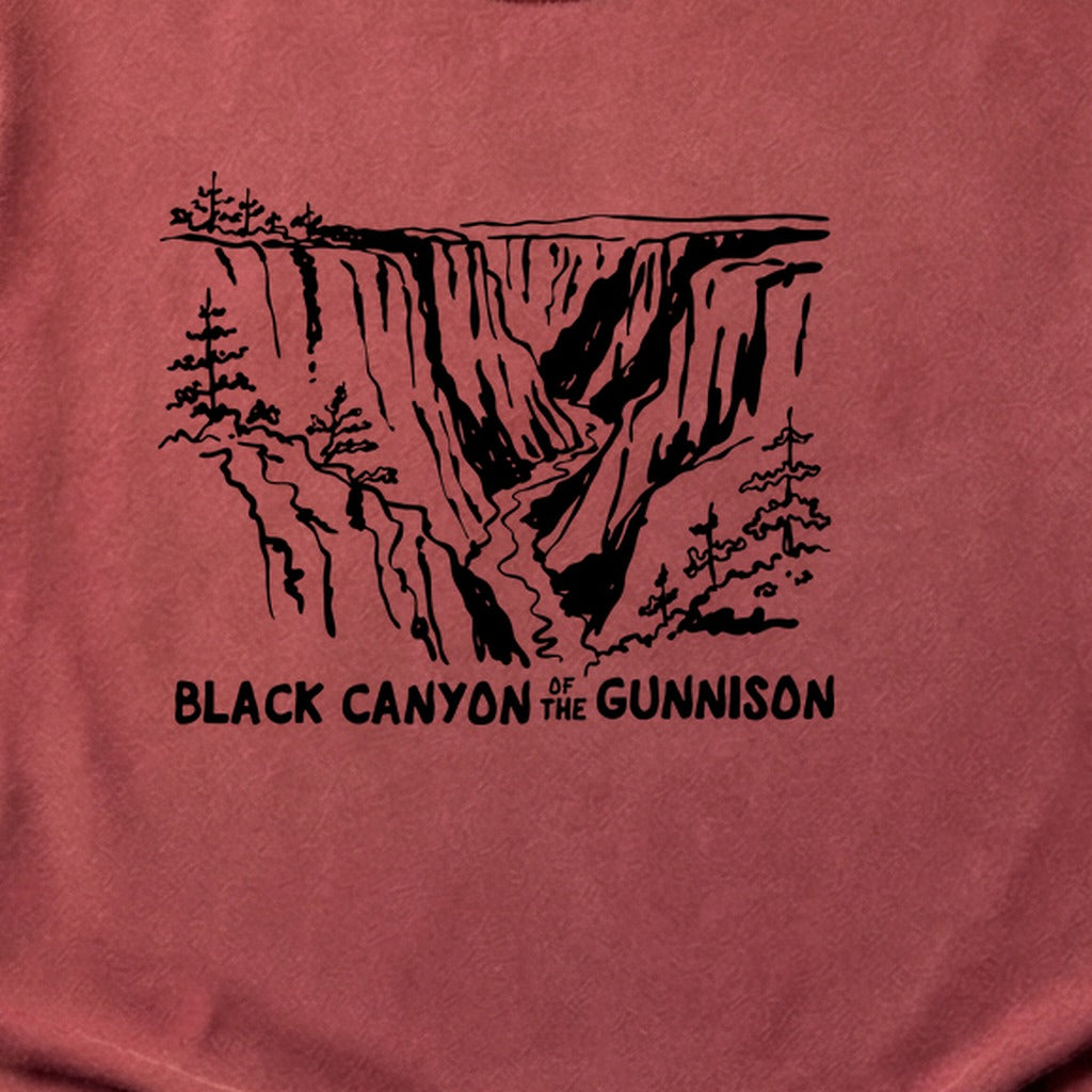 Black Canyon of the Gunnison Line Drawing Cotton T-Shirt