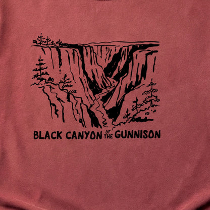 Black Canyon of the Gunnison Line Drawing Cotton T-Shirt