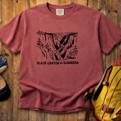Black Canyon of the Gunnison Line Drawing Cotton T-Shirt
