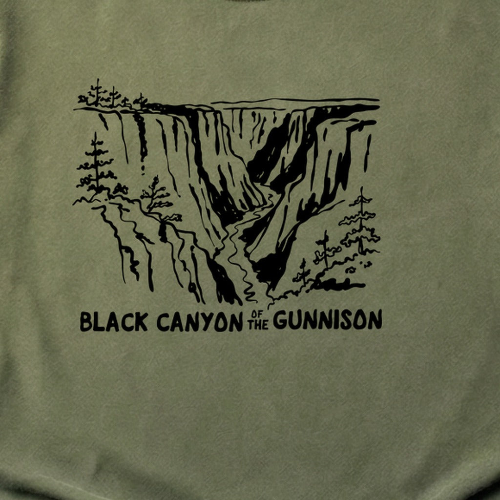 Black Canyon of the Gunnison Line Drawing Cotton T-Shirt