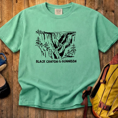 Black Canyon of the Gunnison Line Drawing Cotton T-Shirt