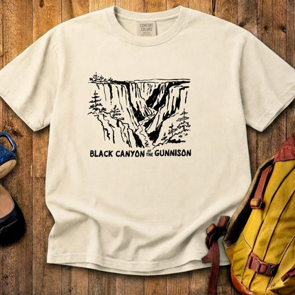 Black Canyon of the Gunnison Line Drawing Cotton T-Shirt
