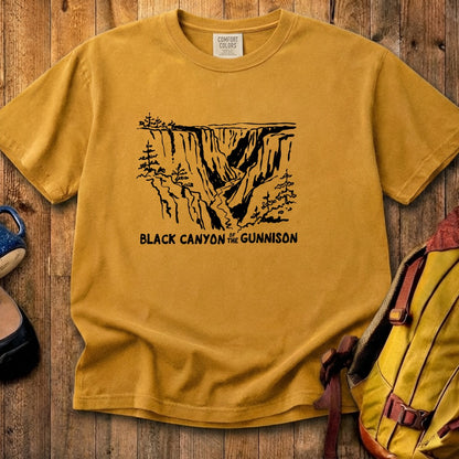 Black Canyon of the Gunnison Line Drawing Cotton T-Shirt