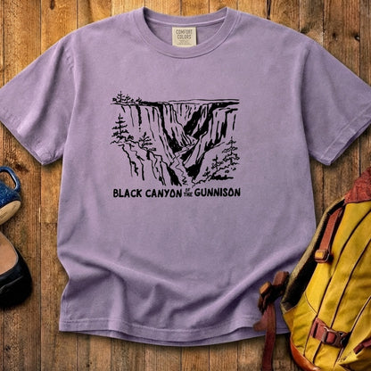 Black Canyon of the Gunnison Line Drawing Cotton T-Shirt
