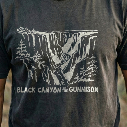 Black Canyon of the Gunnison Line Drawing Cotton T-Shirt