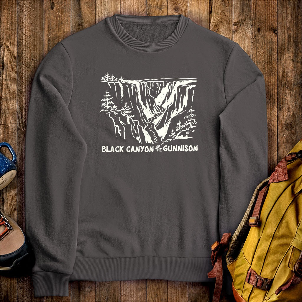 Black Canyon of the Gunnison Line Drawing Crewneck Sweatshirt