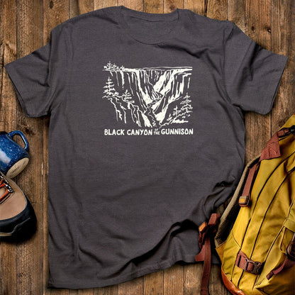 Black Canyon of the Gunnison Line Drawing T-Shirt