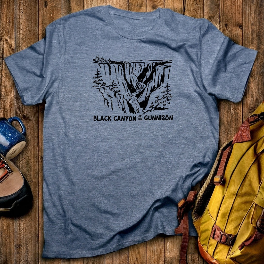Black Canyon of the Gunnison Line Drawing T-Shirt