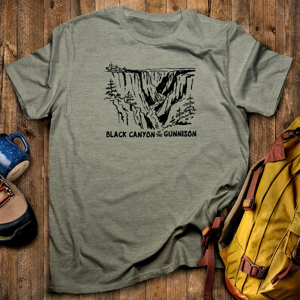 Black Canyon of the Gunnison Line Drawing T-Shirt
