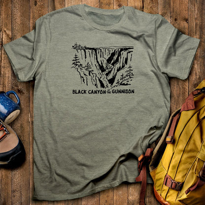 Black Canyon of the Gunnison Line Drawing T-Shirt