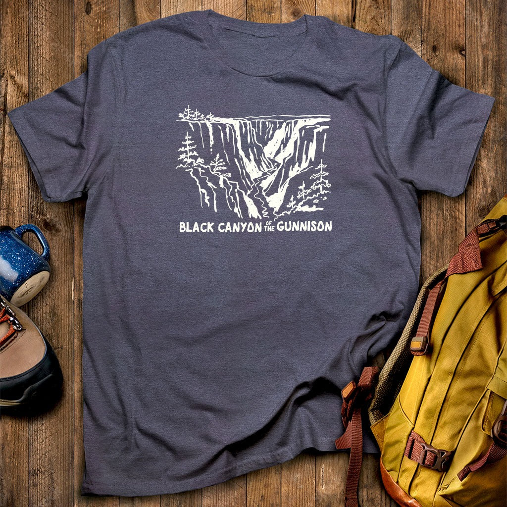 Black Canyon of the Gunnison Line Drawing T-Shirt