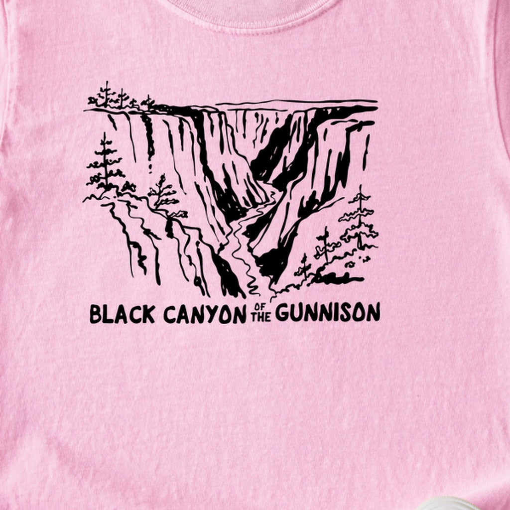 Black Canyon of the Gunnison Line Drawing Kids Cotton T-Shirt
