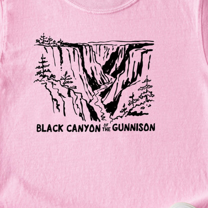 Black Canyon of the Gunnison Line Drawing Kids Cotton T-Shirt
