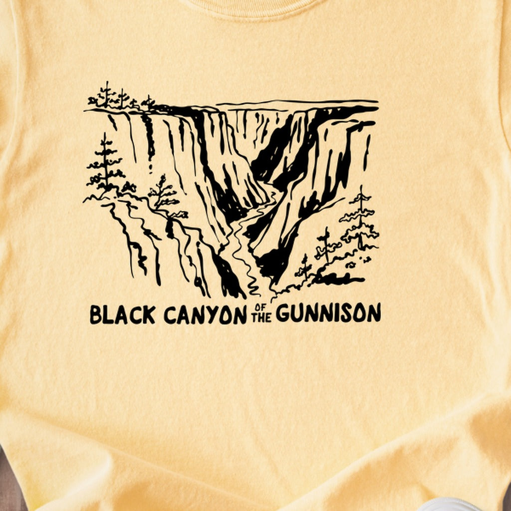 Black Canyon of the Gunnison Line Drawing Kids Cotton T-Shirt
