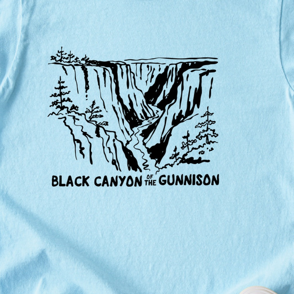 Black Canyon of the Gunnison Line Drawing Kids Cotton T-Shirt