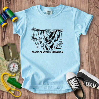 Black Canyon of the Gunnison Line Drawing Kids Cotton T-Shirt