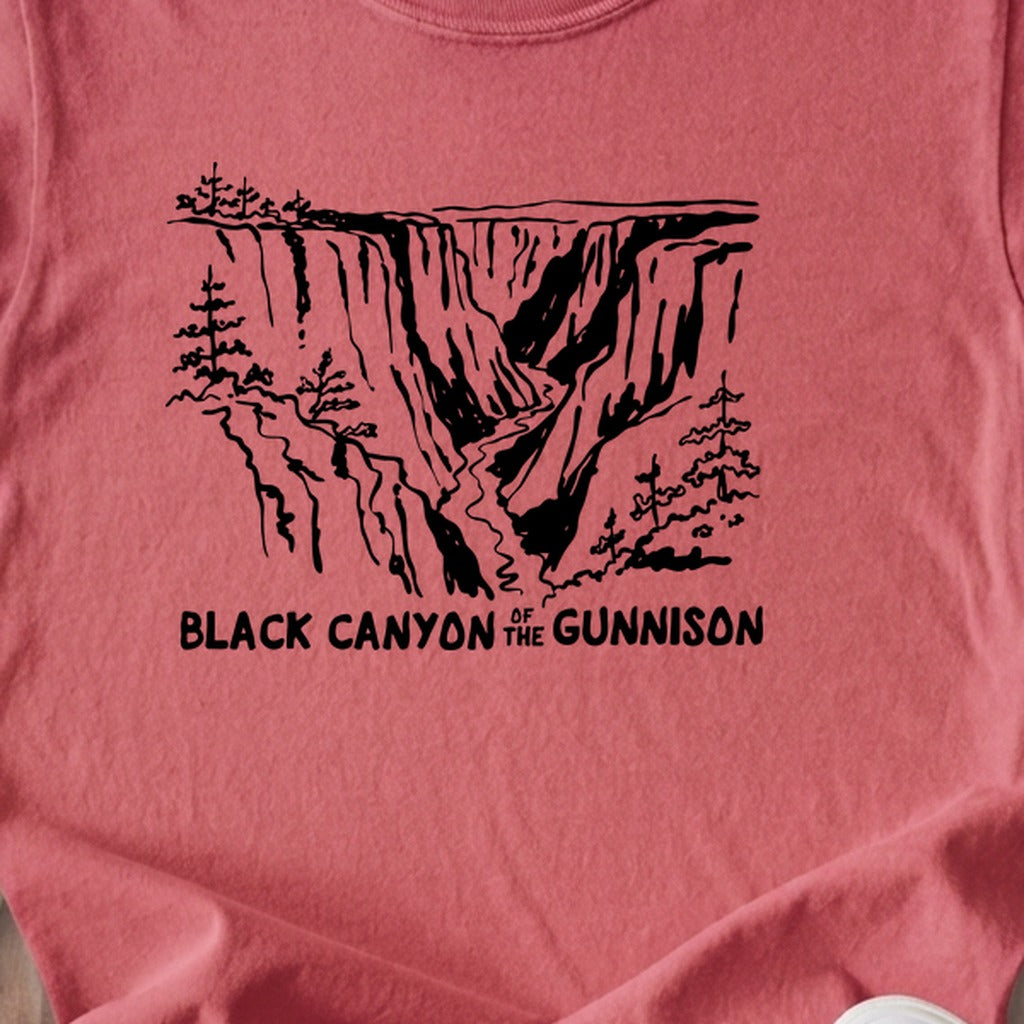 Black Canyon of the Gunnison Line Drawing Kids Cotton T-Shirt