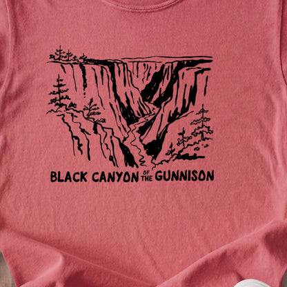 Black Canyon of the Gunnison Line Drawing Kids Cotton T-Shirt