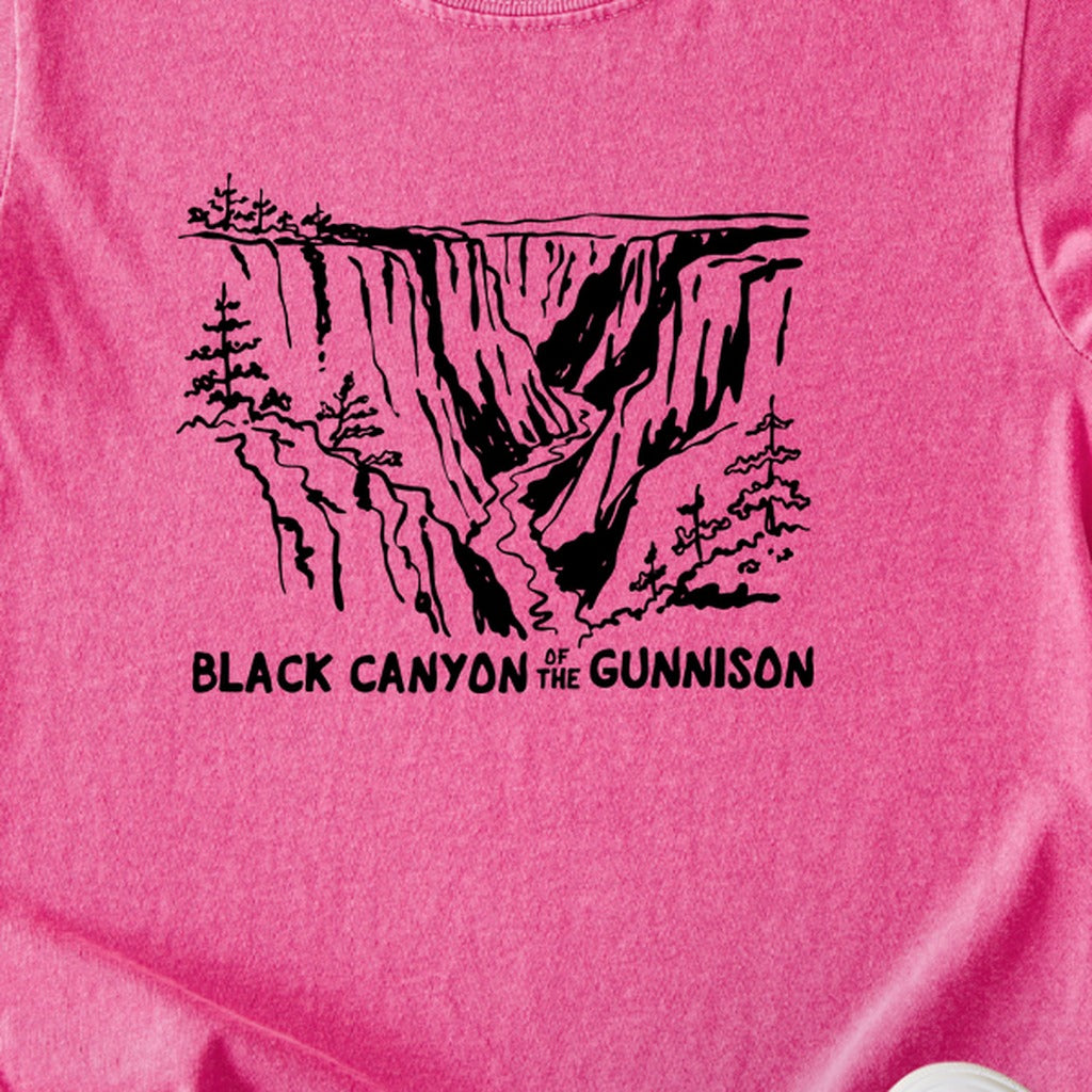 Black Canyon of the Gunnison Line Drawing Kids Cotton T-Shirt