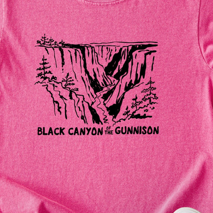 Black Canyon of the Gunnison Line Drawing Kids Cotton T-Shirt