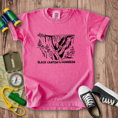 Black Canyon of the Gunnison Line Drawing Kids Cotton T-Shirt