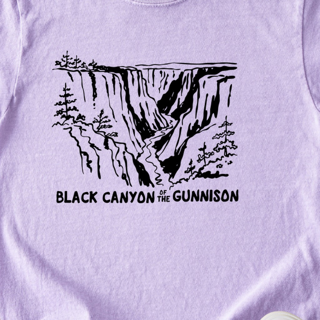 Black Canyon of the Gunnison Line Drawing Kids Cotton T-Shirt