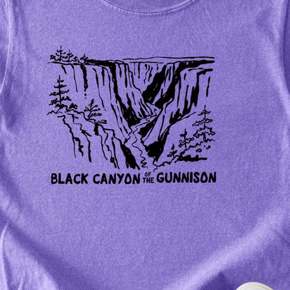 Black Canyon of the Gunnison Line Drawing Kids Cotton T-Shirt