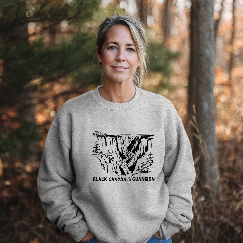 Black Canyon of the Gunnison Line Drawing Crewneck Sweatshirt