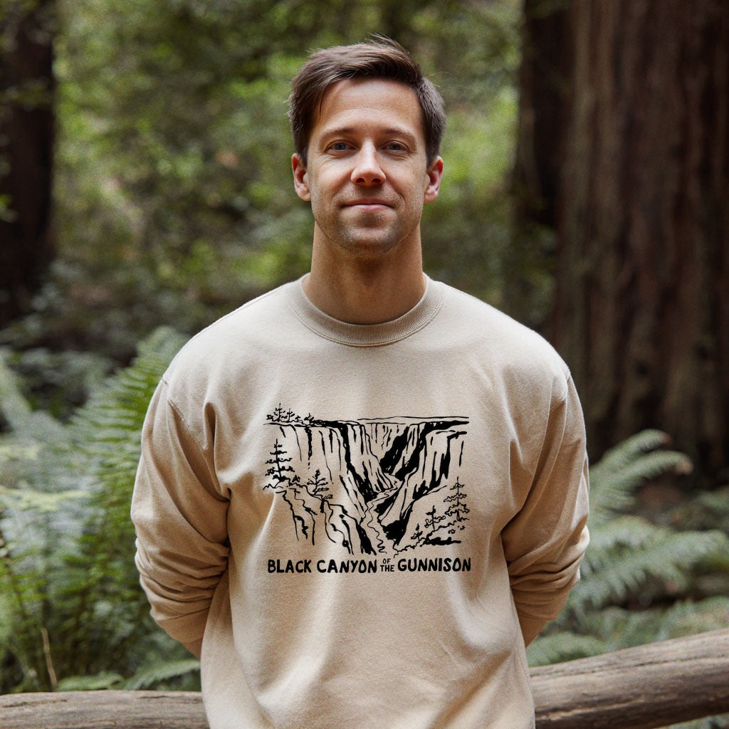 Black Canyon of the Gunnison Line Drawing Crewneck Sweatshirt