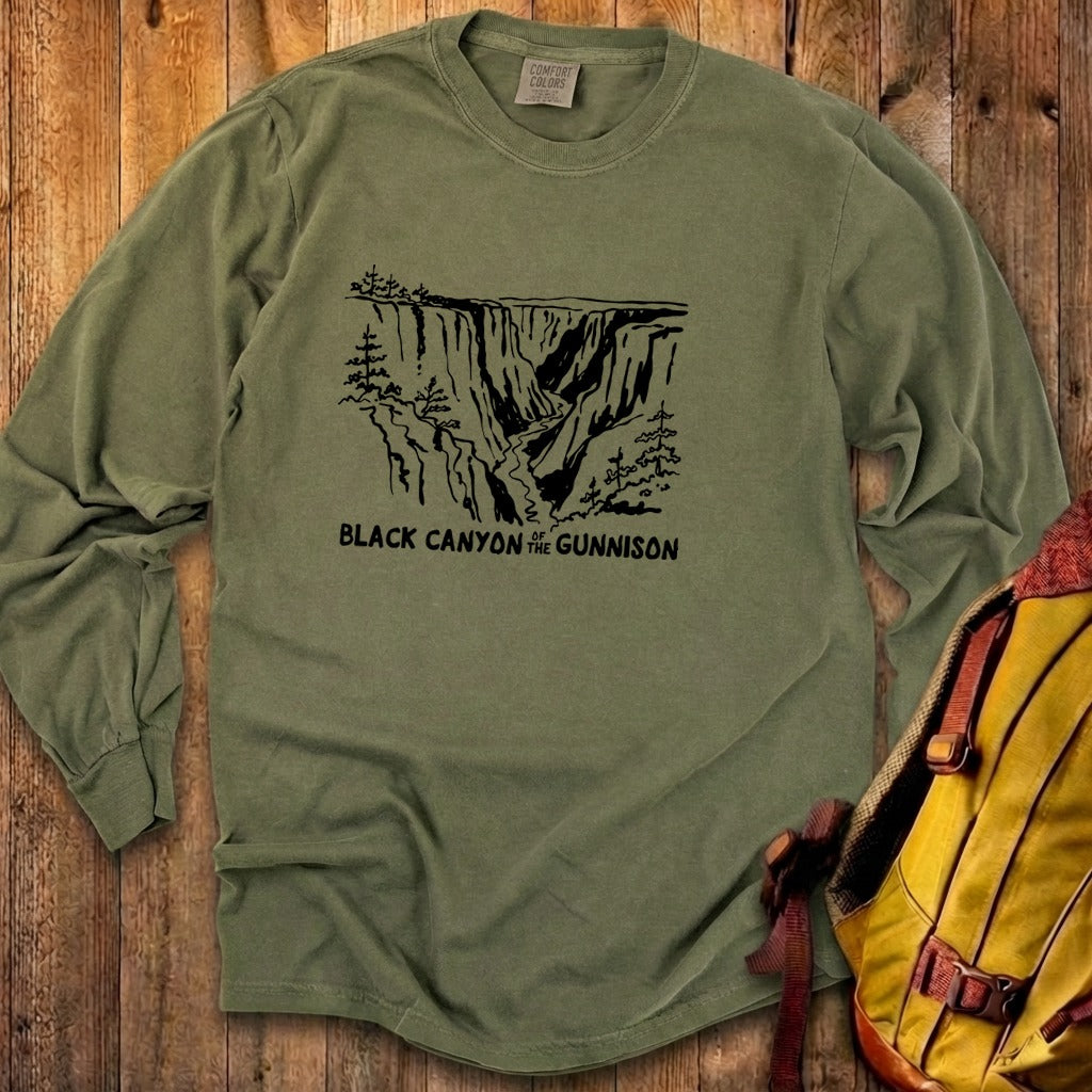 Black Canyon of the Gunnison Line Drawing Premium Long Sleeve