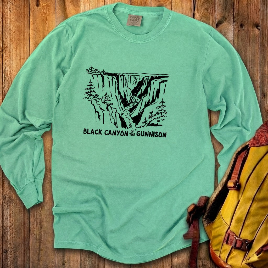 Black Canyon of the Gunnison Line Drawing Premium Long Sleeve