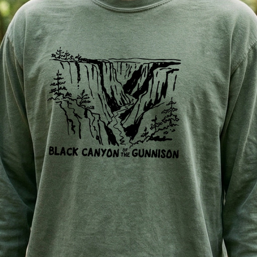 Black Canyon of the Gunnison Line Drawing Premium Long Sleeve
