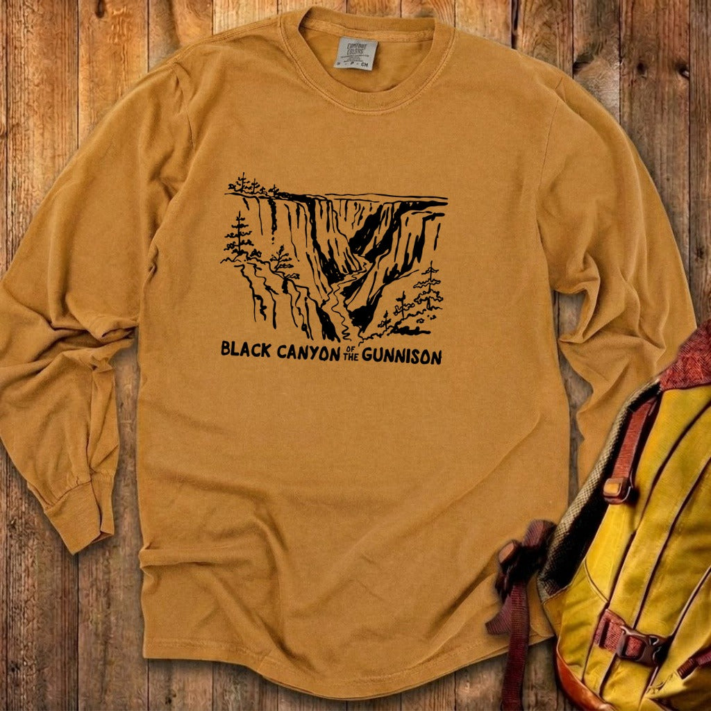 Black Canyon of the Gunnison Line Drawing Premium Long Sleeve