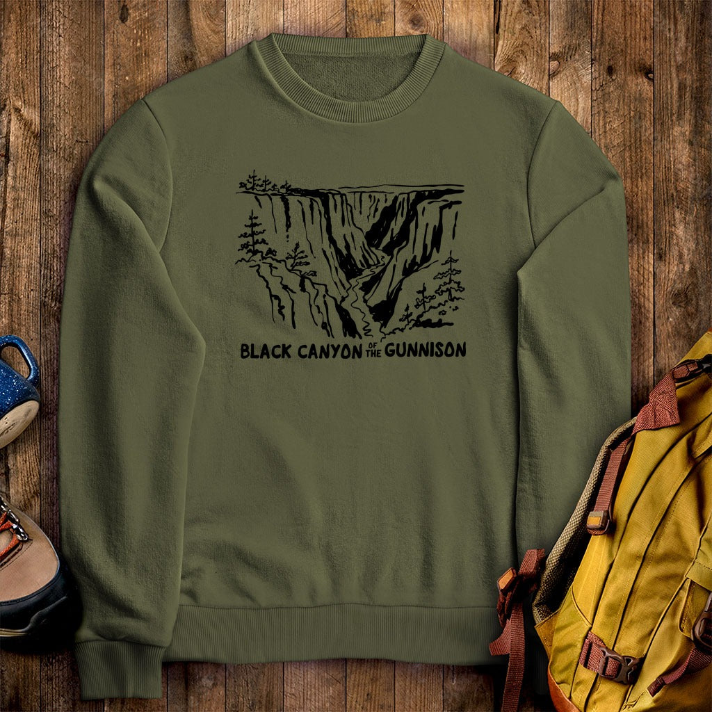Black Canyon of the Gunnison Line Drawing Crewneck Sweatshirt