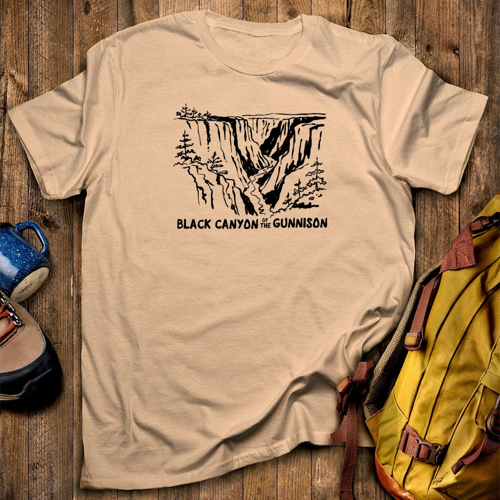 Black Canyon of the Gunnison Line Drawing T-Shirt