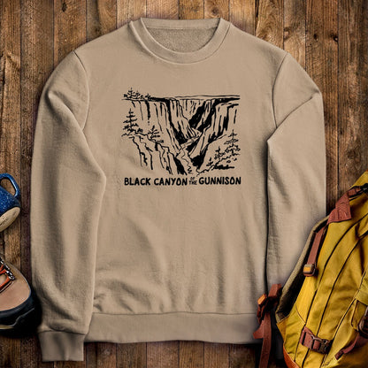 Black Canyon of the Gunnison Line Drawing Crewneck Sweatshirt