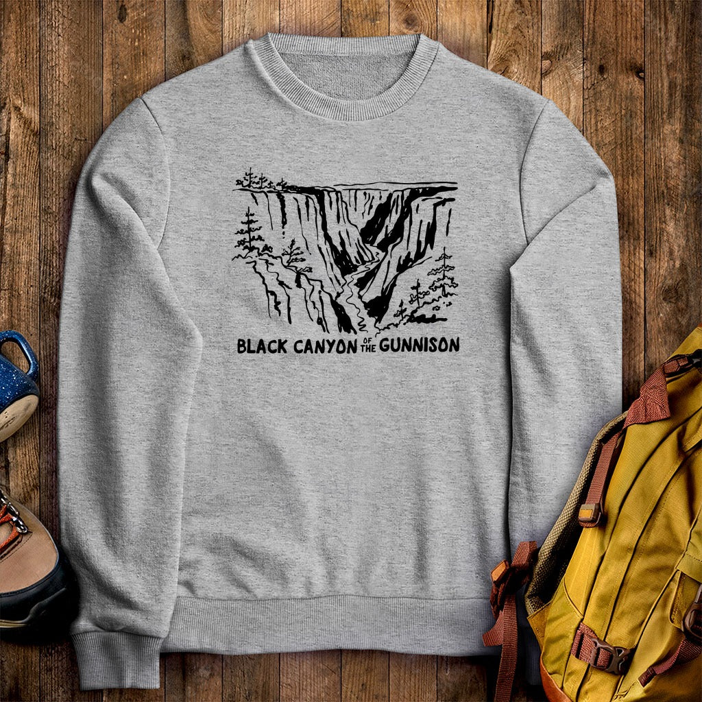 Black Canyon of the Gunnison Line Drawing Crewneck Sweatshirt