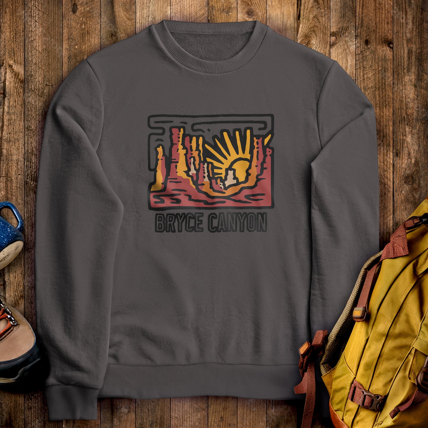 Bryce Canyon National Park Crewneck Sweatshirt Charcoal Adventure and Outdoors Themed Sweatshirt