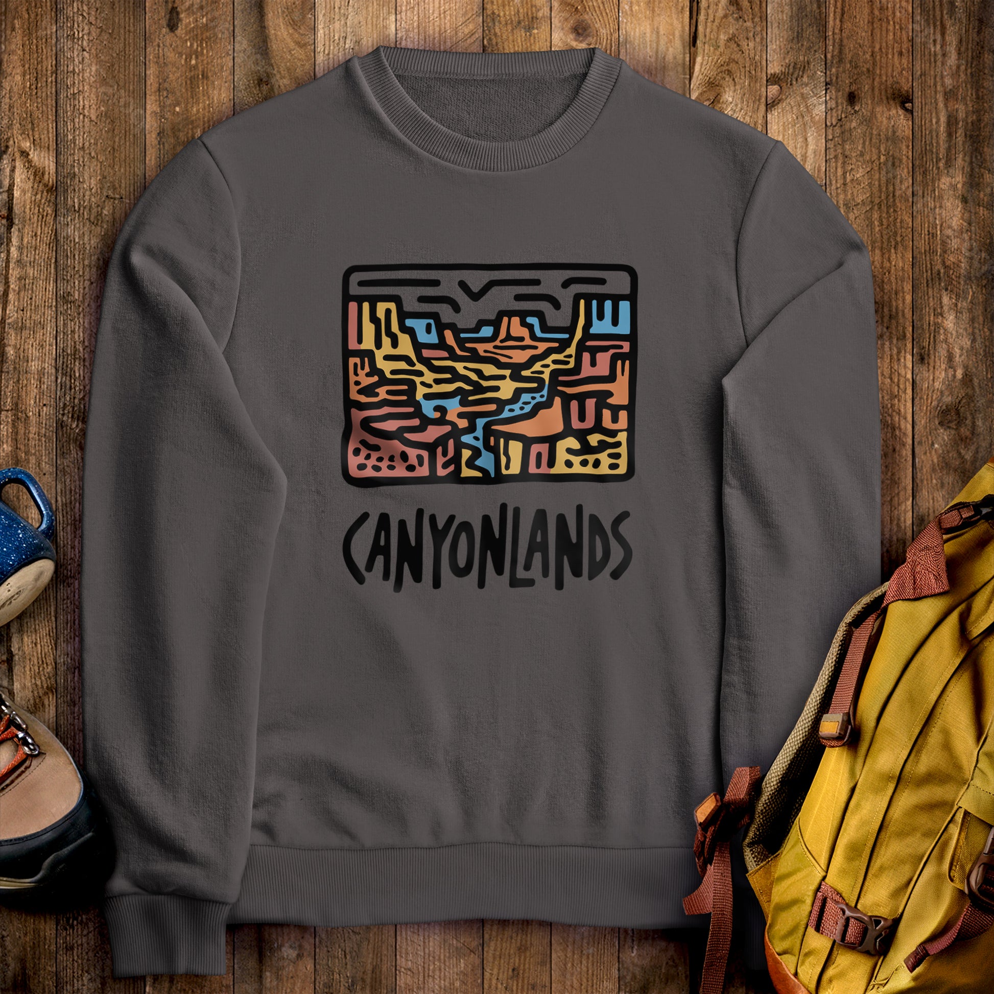 Canyonlands National Park Crewneck Sweatshirt Charcoal Adventure and Outdoors Themed Sweatshirt