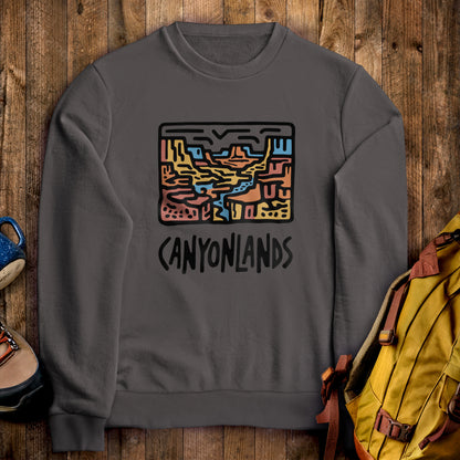 Canyonlands National Park Crewneck Sweatshirt Charcoal Adventure and Outdoors Themed Sweatshirt