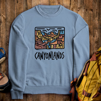 Canyonlands National Park Crewneck Sweatshirt Stone Blue Adventure and Outdoors Themed Sweatshirt