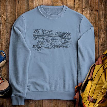 Capitol Reef Line Drawing Crewneck Sweatshirt