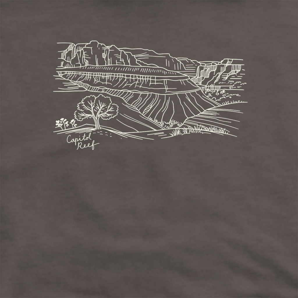 Capitol Reef Line Drawing Crewneck Sweatshirt